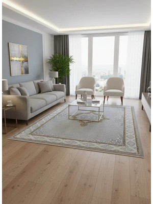 Stil 05779A Sarı Açık Bej Halı 200X290 | Klasik Madalyon Ortülü Halı