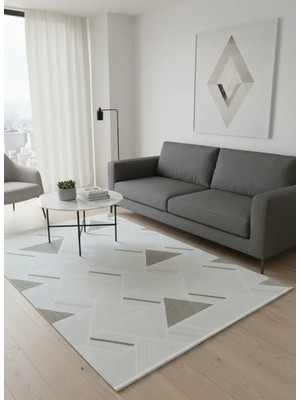 Veseo Armoni 40177A Krem Açık Bej Halı 200X290 | Üçgen Geometrik Çok Renkli Halı