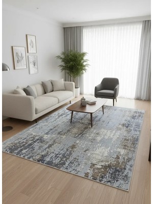 Asaryün Asar Yün Moda H4873 Mavi Soyut Desenli Modern Halı 200X290