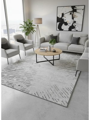Kevser Kilyas NU1152 Antrasit Geometrik Çapraz Desenli Halı 200X290