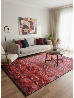 Bellino 4891 Kırmızı Etnik Kilim Halı 160X260