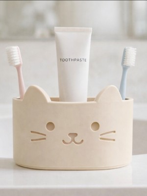 PremiumPort Sevimli Kedi Tasarımlı Diş Fırçalık ve Düzenleyici, Banyonuz Için Şık Çözüm