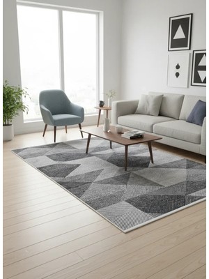 Bellino 4928 Gri Geometrik Üçgen Halı 160X230