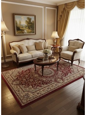 Asaryün Asar Yün Ipek H4095A Koyu Kırmızı Çiçekli Allover Halı 150X233