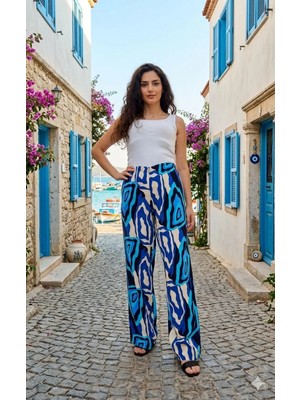 520CK Kadın Yazlık Bol Paça Pantolon -Plazzo Pantolon