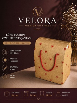Kolix Velora Premium Karton Poşet Hediye Paketi Karton Çanta  24X14X20CM
