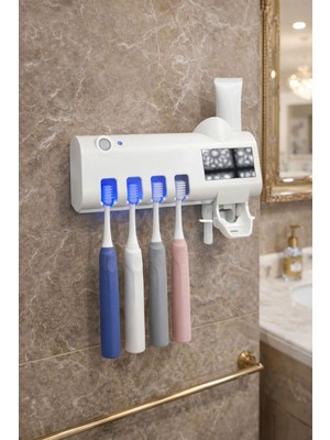 PremiumPort Hijyenik Akıllı Diş Fırça Tutucu ve Otomatik Diş Macunu Dispenseri