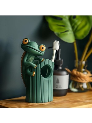 PremiumPort Sevimli Lizard Tasarımlı Diş Fırçası ve Banyo Organizer Seti