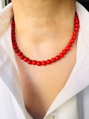 Devi Fashion Havlit (8mm) Doğaltaş Kolye 43 cm