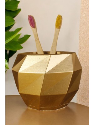 PremiumPort Altın Renk Diş Fırçası Kabı ve Fırçalık, Şık ve Fonksiyonel Tasarım