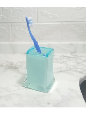 PremiumPort Buz Mavisi Akrilik Diş Fırçalık, 6X6X11CM, Banyo Seti