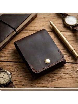 Parla Leather Nomad El Yapımı Hakiki Gerçek Deri Cüzdan Kartlık Erkek Kadın Taba
