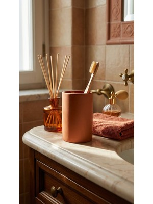 PremiumPort Terracota Diş Fırçalık, Şık ve Pratik Banyo Aksesuarı