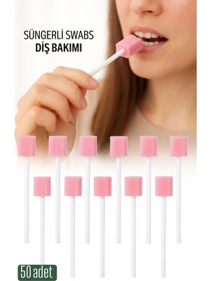 PremiumPort Yumuşak Süngerli Diş Bakım Çubuğu 50 Adet, Hijyenik ve Rahat Kullanım