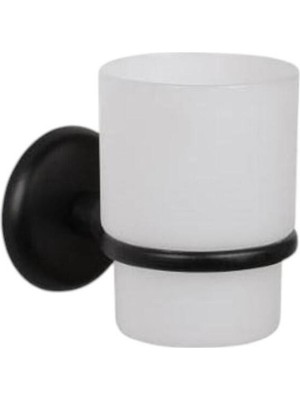 PremiumPort Pratik ve Şık Siyah Yapışkanlı Banyo Diş Fırçalık Seti