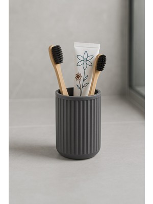 PremiumPort Plastik Diş Fırçalık, Gri, Modern ve Şık Tasarım, Pratik Kullanım