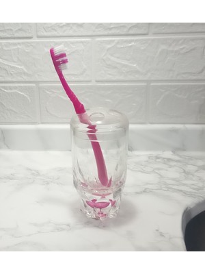 PremiumPort Şeffaf Akrilik Diş Fırçalığı, 7X7X14 Cm, Banyo Seti