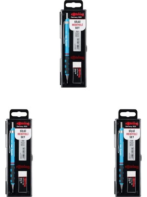 Rotring Tikky Mekanik Kurşun Kalem, Uç ve Silgi Seti, 0,7 mm Kalem, 2b Uç, Orta Boy Silgi, Açık Mavi
