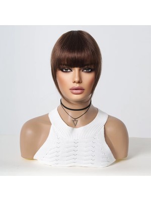Handmade Kahverengi %100 Gercek Insan Saçı Takçık Kolay Kullanımlı Düzleştirilebilir