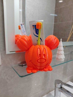 PremiumPort Sevimli Mickey Bal Kabağı Tasarımlı Banyo Organizer ve Diş Fırçalık