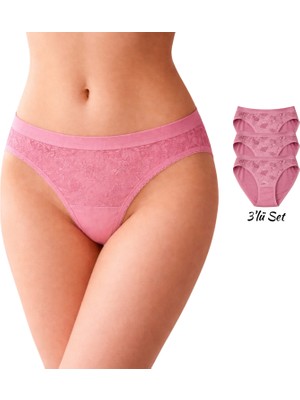 Tutku Kadın Rahat Kesim Pamuklu Slip Külot 3’lü Set – Pembe