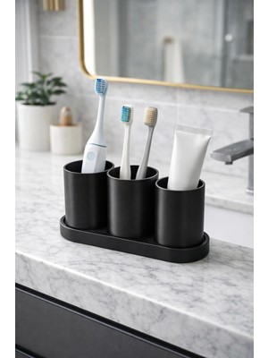 PremiumPort Pratik 3 Bölmeli Banyo Diş Fırçalık ve Macunluk Düzenleyici