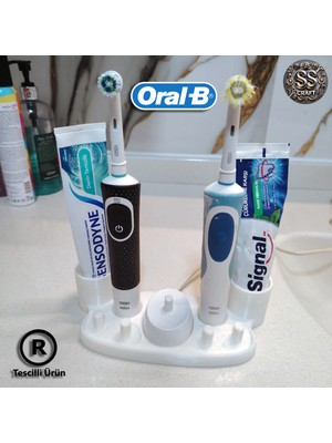 PremiumPort Şarjlı Diş Fırçası Standı Yedek Uç, Şarj Ünitesi ve Diş Macunu Tutucu