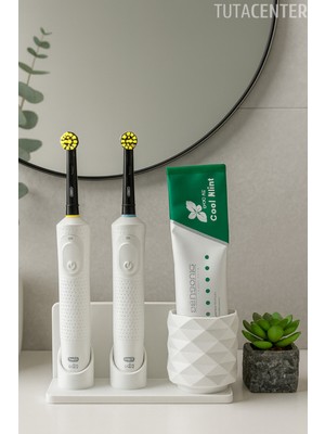 PremiumPort Şarjlı ve Pilli Diş Fırçalık Tutucu Stand Beyaz, Tüm Modellerle Uyumlu