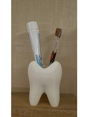 PremiumPort Renkli Diş Figürü Kalemlik, Firça ve Macun Kutusu, Şık Tasarım