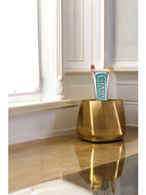 PremiumPort Altın Eskitme Renkli Diş Fırçası Standı ve Tutucu, Şık ve Pratik Tasarım