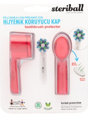 PremiumPort Şarjlı ve Pilli Diş Fırçaları Için Hijyenik Koruma Kabı, 2'li, Kırmızı