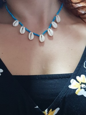 Canka Deniz Kabuğu Sallantılı Firuze Taşlı Kolye