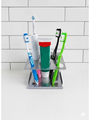 PremiumPort Şarjlı Diş Fırçalık Tutucu, Yapışkan ve Vidayla Bağlantılı, Krom Finish