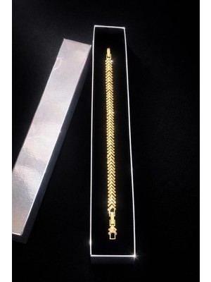 CM Jewelry 14K cm Vip Altın Kaplama V-Line Işıltı Bilekliği-Kuyumcu Işçiliği-Özel Kutulu