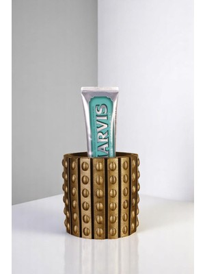 PremiumPort Altın Eskitme Renkli Diş Fırça Tutucu, Şık ve Kullanışlı Tasarım