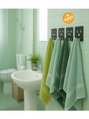 Risingmaber 4 Adet 3m Yapışkanlı Siyah Çift Kancalı Askılık, Banyo Emoji Askılar, Yüz Ifadeli Askı Seti MT124SD