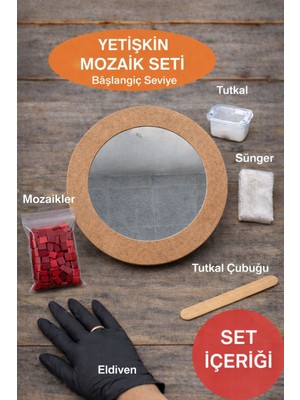 Karsan Mozaik 34X34CM Yuvarlak Pleksi Aynalı Yetişkin Mozaik Set (Başlangıç Seviye) Mavi Tonlar