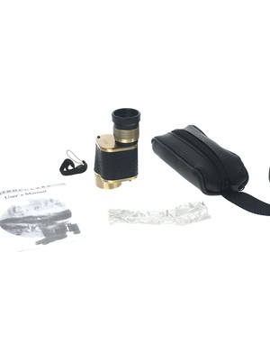SHC4200 6X24 Baigish Askeri Tarzi Pirinç Deri Kaplamalı Deri Çantalı Monocular Dürbün Sarı