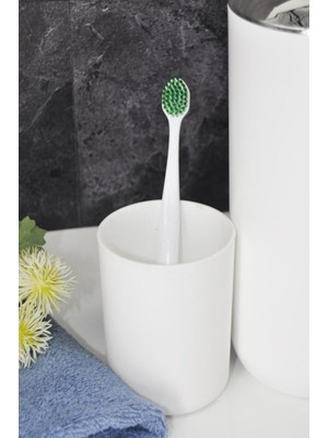 PremiumPort Beyaz Plastik Diş Fırçalık ve Macunluk, Banyo Düzenleyici, 7,5×10 cm