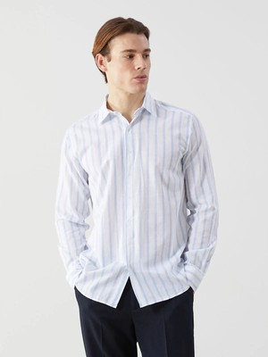 Lc Waikiki Yeni Sezon Slim Fit Uzun Kollu Çizgili Poplin Erkek Gömlek