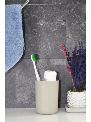 PremiumPort Şık Bej Diş Fırçalık ve Macunluk Seti, Pratik ve Şık Tasarım