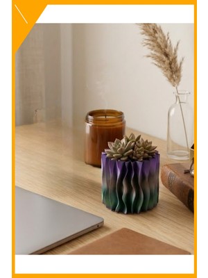 Esplendor 3D Dalgalı Yüzey Dekoratif Vazo Mor Renk Modern Tasarım