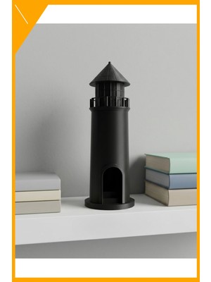 Esplendor Deniz Feneri Mumluk Siyah Masa Üstü Dekoratif Obje LED Işık