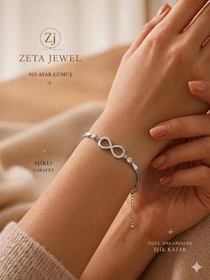 Zeta Jewel 925 Ayar Gümüş Sonsuzluk Bileklik 17,5+2,5 cm Zarif Şık Tasarım Sevgiliye Hediye