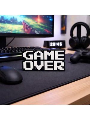 Luvena Game Over Masaüstü Dekor Gamer Oda Aksesuarı Retro Oyun Temalı Dekoratif Süs ( 15X8.5CM )