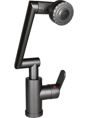 Selfbuysell Gri - 1080 Derece Dönebilen Çok Fonksiyonlu Musluk Batarya KTX-3308 (5324)