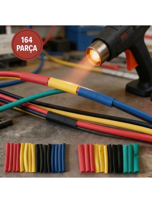 Selfbuysell 164 Parça Isı ile Daralan Makaron Seti – Elektrik Kablo Izolasyon &amp; Koruma Kılıfı, Renkli Shrink Tube Set (5324)