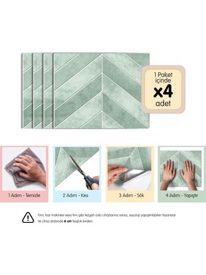 Stickez Tiles 3D Kendinden Yapışkanlı Duvar Karosu 29 cm x 22,86 cm (4 Adet) 0,265 M²