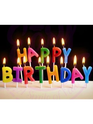 Selfbuysell Rengarenk Happy Birthday Yazılabilen Doğum Günü Mumu
