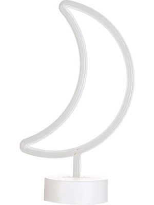 Selfbuysell Dekoratif Pilli Ay Tasarımlı 3D Neon LED Masa ve Gece Lambası (5324)